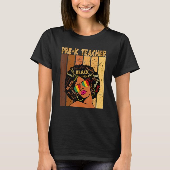 Pre K Teacher Afro African American Black History  T-Shirt (Front)