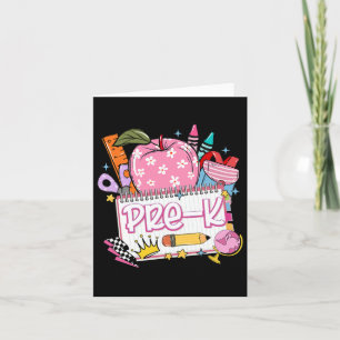 Pre-k Teacher Back To School Apple Notebook Retro Card
