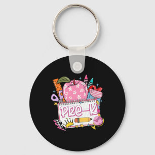 Pre-k Teacher Back To School Apple Notebook Retro Key Ring