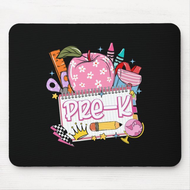 Pre-k Teacher Back To School Apple Notebook Retro  Mouse Pad (Front)