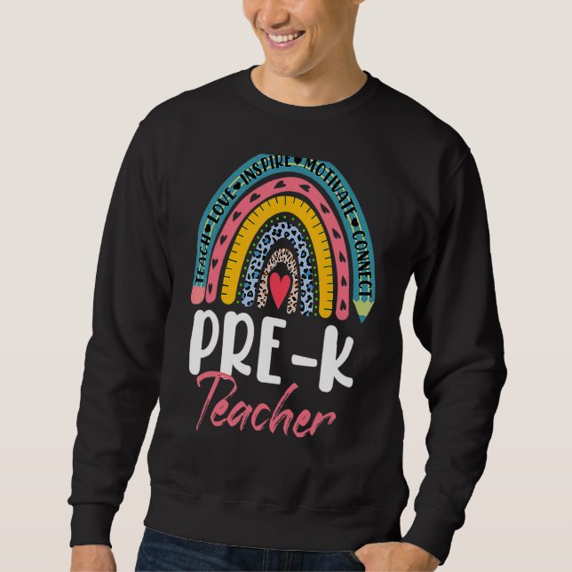Pre K Teacher Boho Rainbow Cute  Back To School Sweatshirt (Front)