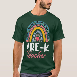 Pre K Teacher Boho Rainbow Cute Funny Back To Scho T-Shirt