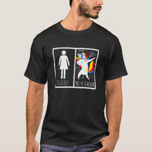 Pre K Teacher Dabbing Unicorn Back To School T-Shirt