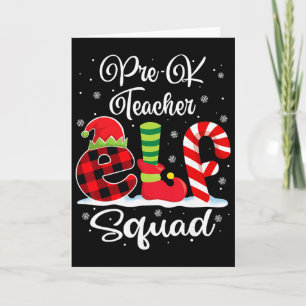 Pre-k Teacher Elf Squad Christmas Matching X-mas Card