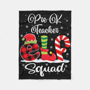 Pre-k Teacher Elf Squad Christmas Matching X-mas Fleece Blanket