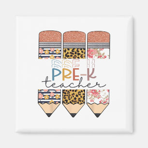 Pre-k Teacher Fun Leopard Pencil Happy First Day O Magnet
