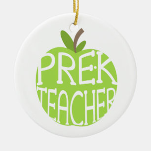 Pre K Teacher Green Apple Ornament