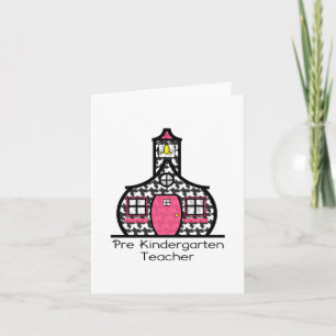 Pre K Teacher Houndstooth Schoolhouse Card