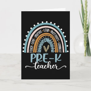 Pre-k Teacher Leopard Boho Rainbow Back To School  Card
