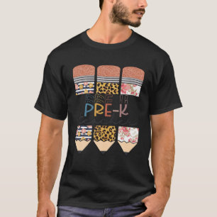 Pre-K Teacher Leopard Pencil Last Day Of School T-Shirt