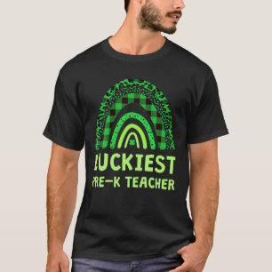 Pre-K Teacher Leopard Rainbow Plaid St Patricks Da T-Shirt