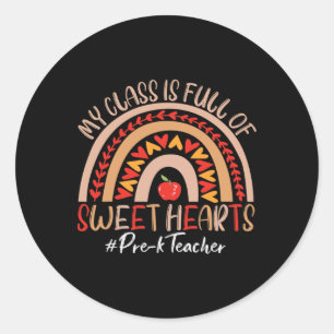 Pre-k Teacher My Cl Is Full Of Sweet Hearts Valent Classic Round Sticker