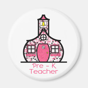Pre K Teacher Paint Splatter Schoolhouse Magnet