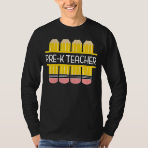 Pre K Teacher Pencil Frame  Butchi Teaching T-Shirt