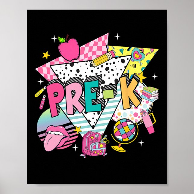 Pre K Teacher Student Back To School First Day Of  Poster (Front)