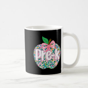 Pre k teacher student coquette bow back to school coffee mug