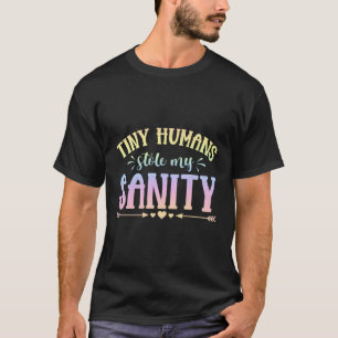 Pre-K Teacher Tiny Hus Stole My Sanity Daycare Pro T-Shirt