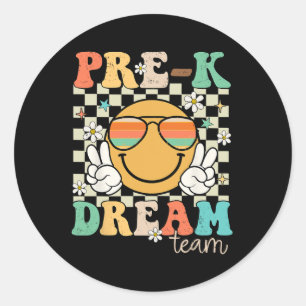 Pre-k Team Dream Teacher Retro Preschool Back To S Classic Round Sticker