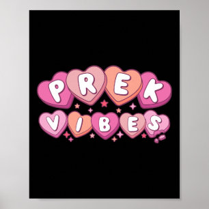 Pre K Vibes Prek Teacher Kid Retro Valentine Day C Poster