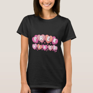 Pre K Vibes Prek Teacher Kid Retro Valentine Day C T-Shirt