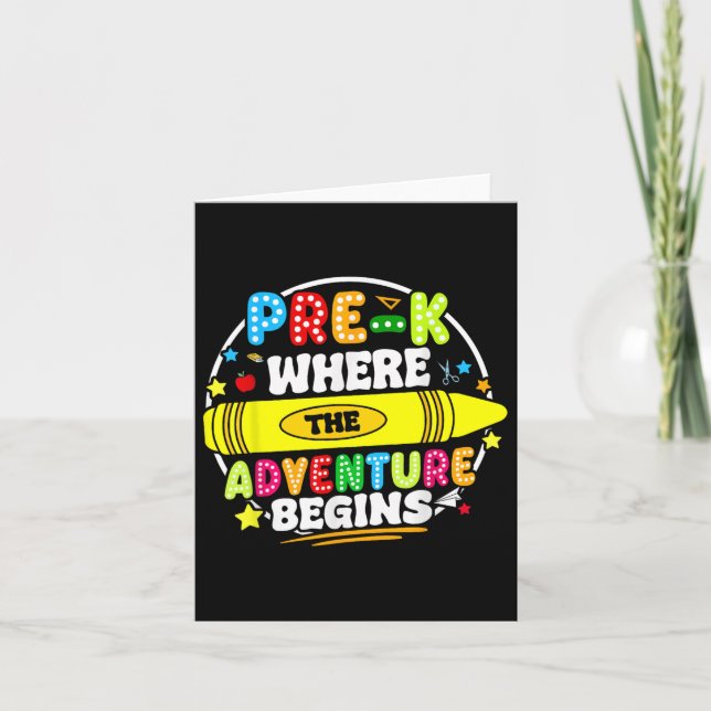 Pre-k Where Adventure Begins First Day Prek Teache Card (Front)