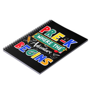 Pre-K Where The Adventure Begins Funny School Notebook
