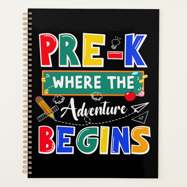 Pre-K Where The Adventure Begins Funny School Planner (Front)
