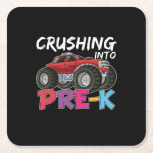 Pre Kindergarten Crushing Into Pre Kindergarten Square Paper Coaster
