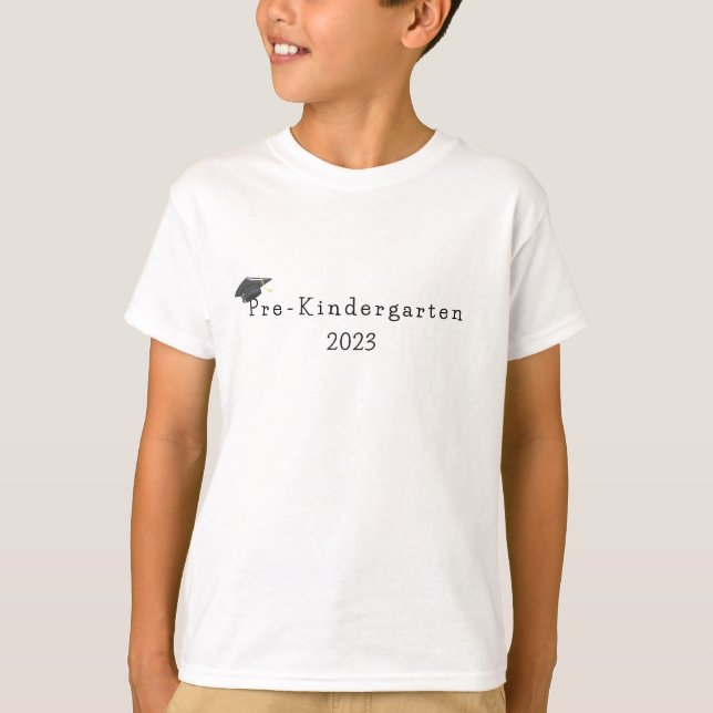 Pre-Kindergarten Graduation Black Grad Cap Year T-Shirt (Front)