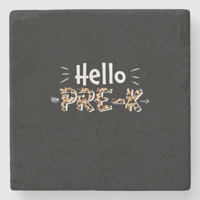 Pre Kindergarten Hello Pre Kindergarten Leopard Stone Coaster (Front)