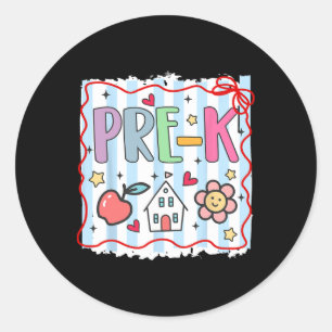 Pre Kindergarten Pre-k Teacher Girl Boy First Day Classic Round Sticker