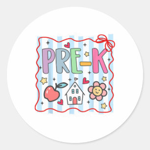 Pre Kindergarten Pre-k Teacher Girl Boy First Day Classic Round Sticker