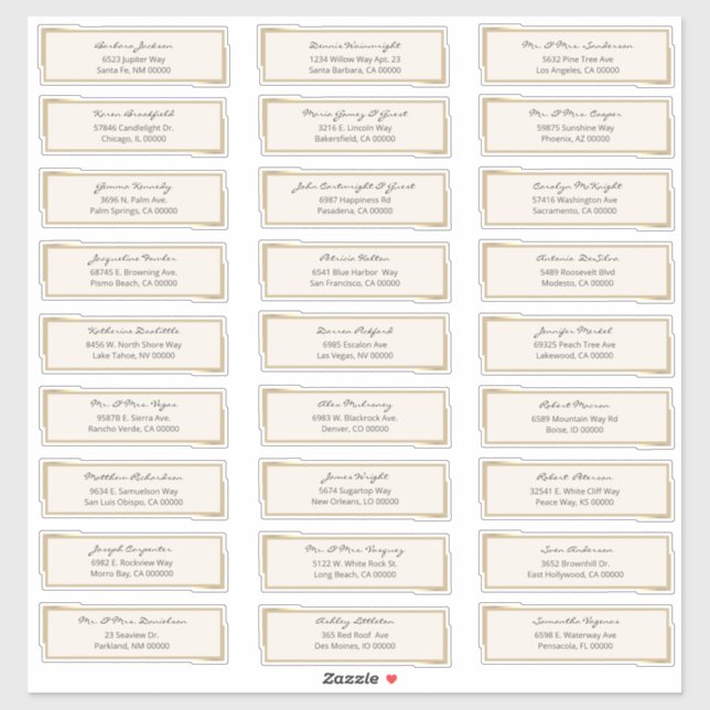 Pre printed Wedding Guests Address Labels (Sheet)