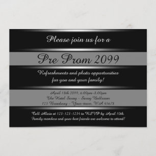 Pre-Prom invitation,Pre Prom, Quinceanera,Black Invitation