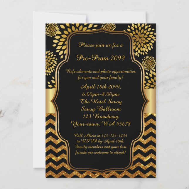 Pre-Prom invitation, Pre-Prom, Quinceanera,Sweet16 Invitation (Front)