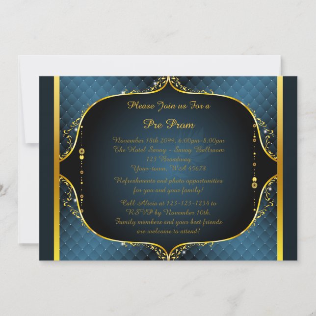 Pre-Prom invitation, Pre-Prom, Quinceanera,Sweet16 Invitation (Front)