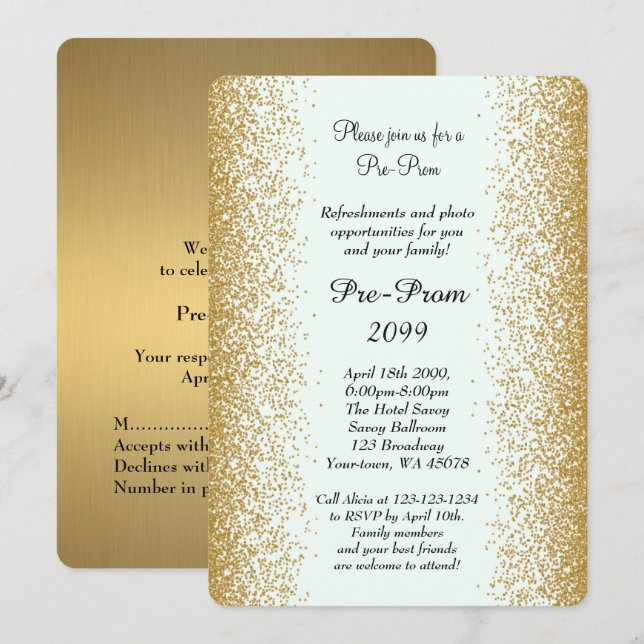 Pre Prom, Pre-Prom, Quinceanera, Sweet-sixteen, 2 Invitation (Front/Back)