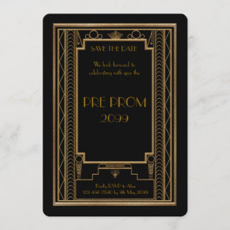 Pre PromJunior, Great Gatsby, Gold, black Save The Date