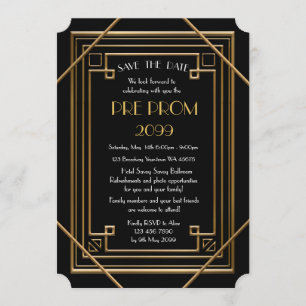 Pre PromJunior, Great Gatsby, Gold,Black Save The Date