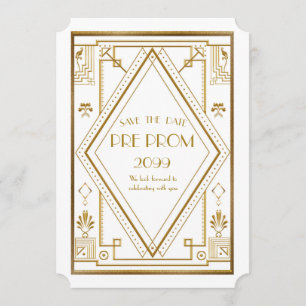 Pre PromJunior, Great Gatsby, Gold,white Save The Date