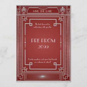 Pre PromJunior, Great Gatsby, Silver,red Save The Date