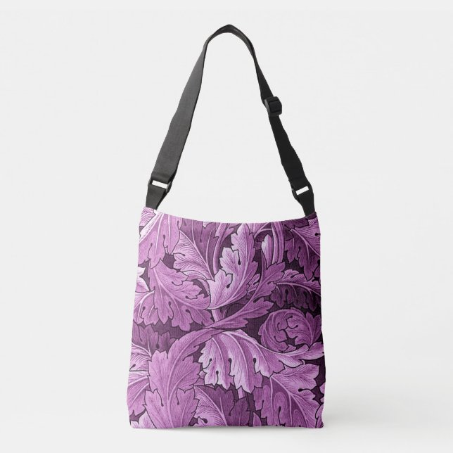 Pre-Raphaelite Acanthus Pattern In Purple Crossbody Bag (Front)