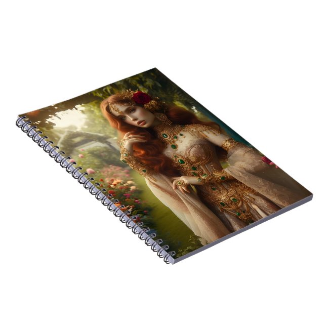 Pre-Raphaelite gilded woman 2 in garden  Notebook (Right Side)