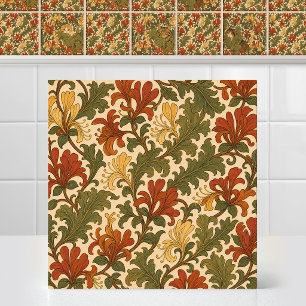 Pre Raphaelite Matching Pattern Cat Honeysuckle Ceramic Tile