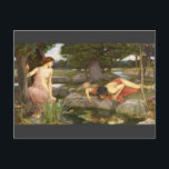 Pre-Raphaelite Painting Echo and Narcissus Postcard<br><div class="desc">The British pre-Raphaelite painting Echo and Narcissus by John William Waterhouse, oil on canvas 1903, depicts the classical mythological story from Ovid's Metamorphoses when the mountain nymph Echo falls in love with beautiful Narcissus, who in turn falls in love with his own reflection in the water. Set in a colourful,...</div>