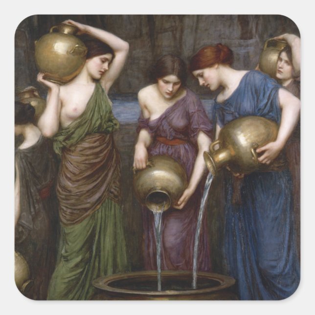 Pre-Raphaelite Vintage Art Square Sticker (Front)