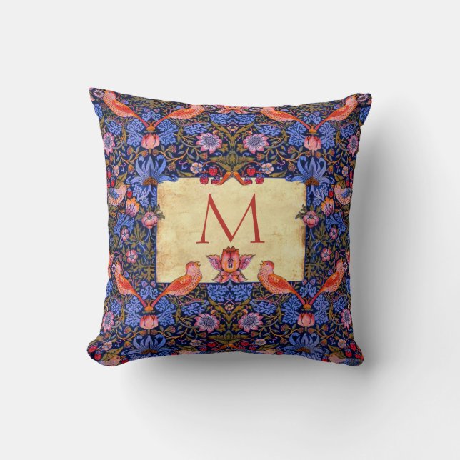 Pre Raphaelite Wm. Morris CUSTOMIZABLE MONOGRAM Cushion (Front)