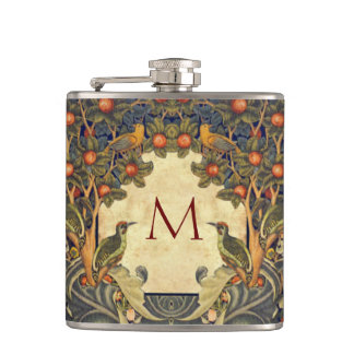 Pre Raphaelite Wm. Morris CUSTOMIZABLE MONOGRAM Hip Flask