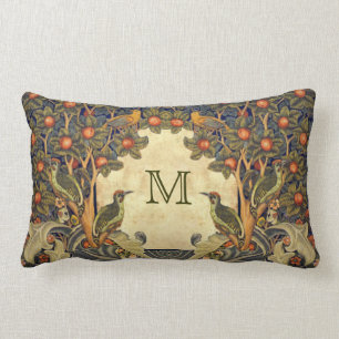 Pre Raphaelite Wm. Morris CUSTOMIZABLE MONOGRAM Lumbar Cushion