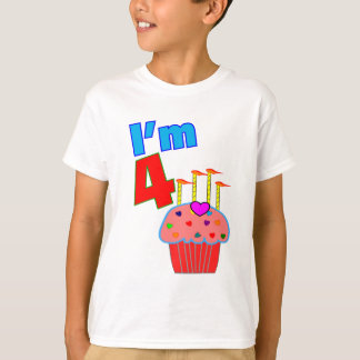 Pre School Birthday "I'm 4" Adorable Cupcake T-Shirt